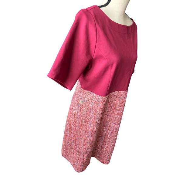 Isaac Mizrahi Live! Dress Two-Tone Boat Neck Short Sleeve Tweed Skirt Size 1X - Picture 2 of 5